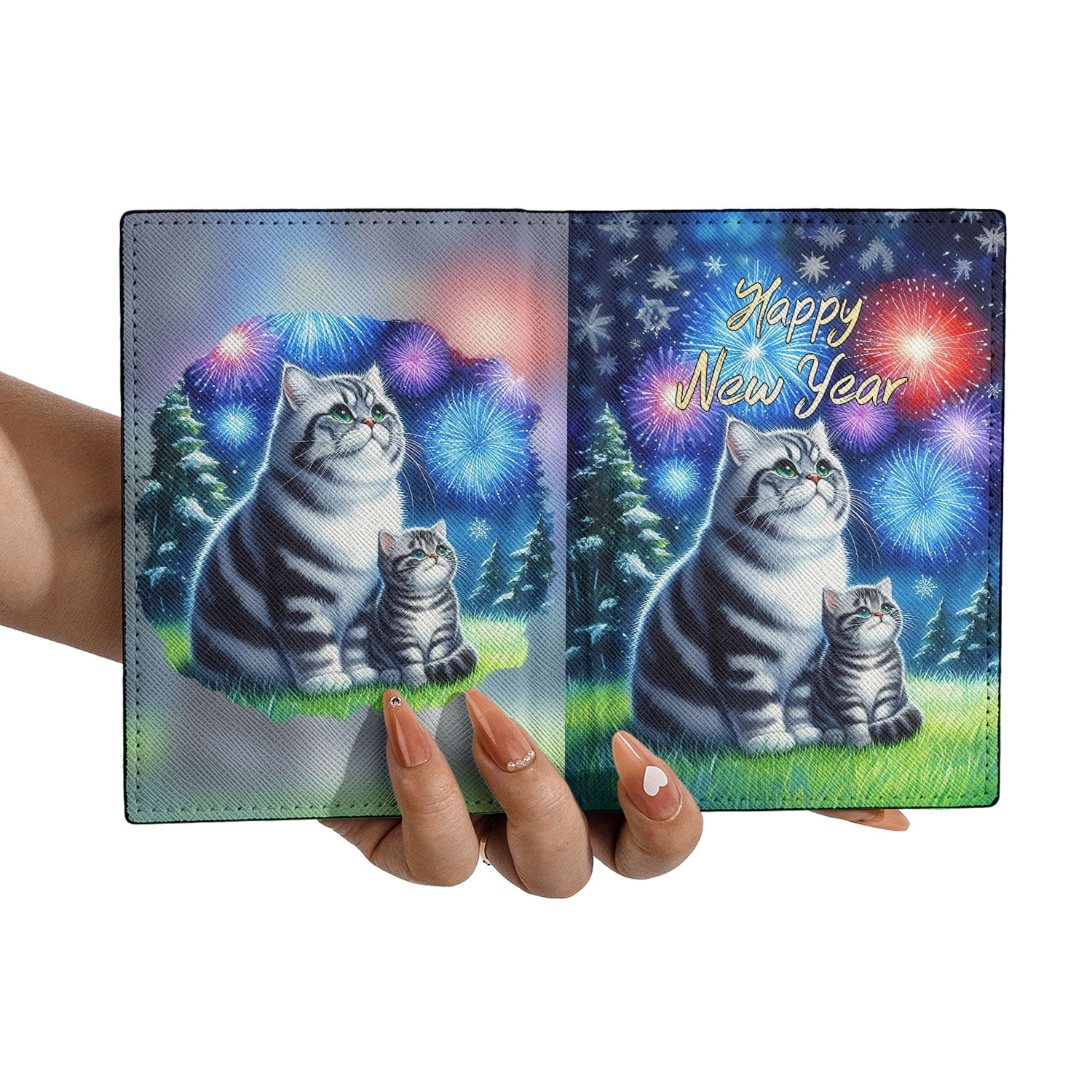 Happy New Year Sphynx Family Cheer Winter Midnight Firework Travel