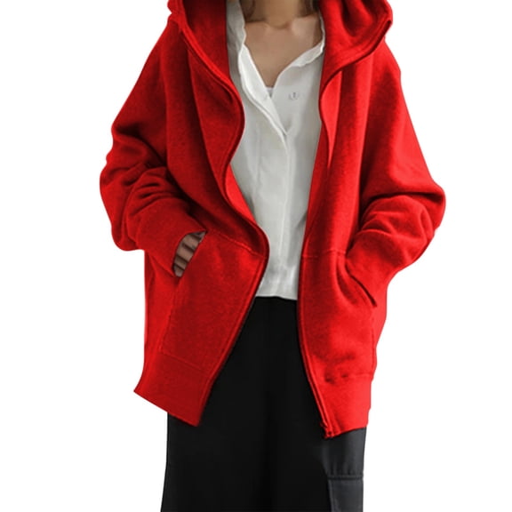 Women's Streetwear Hooded Coat with Zipper Pocket and Drawstring for Casual Comfort