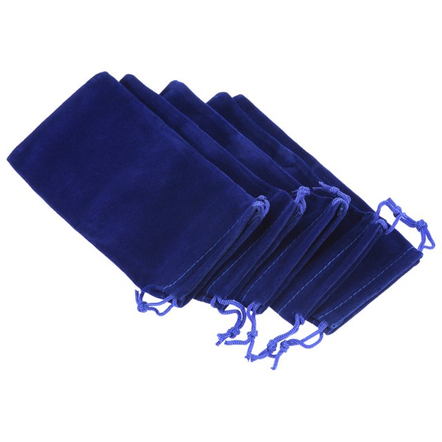 Unique Bargains Pochette en Microfibre 17x8cm, 5 Pcs Sac Cadeau à Cordon de Rangement Doux, Bleu Foncé