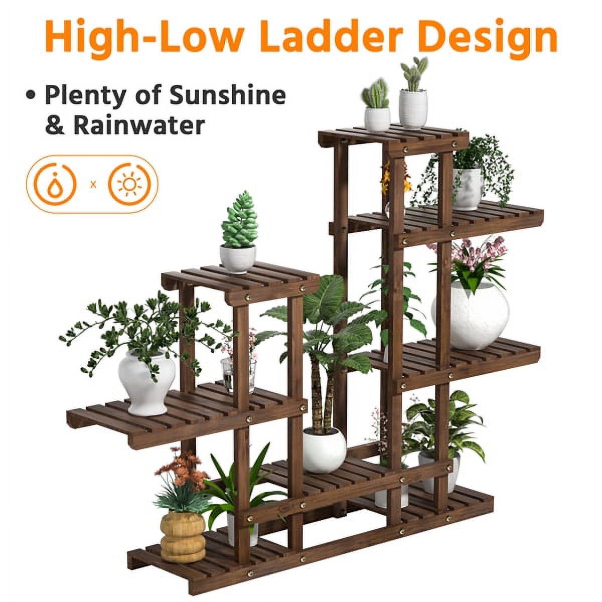 SmileMart 6-Tier Wooden Flower and Plant Display Stand for Garden, 38" H, Brown - image 9 of 9