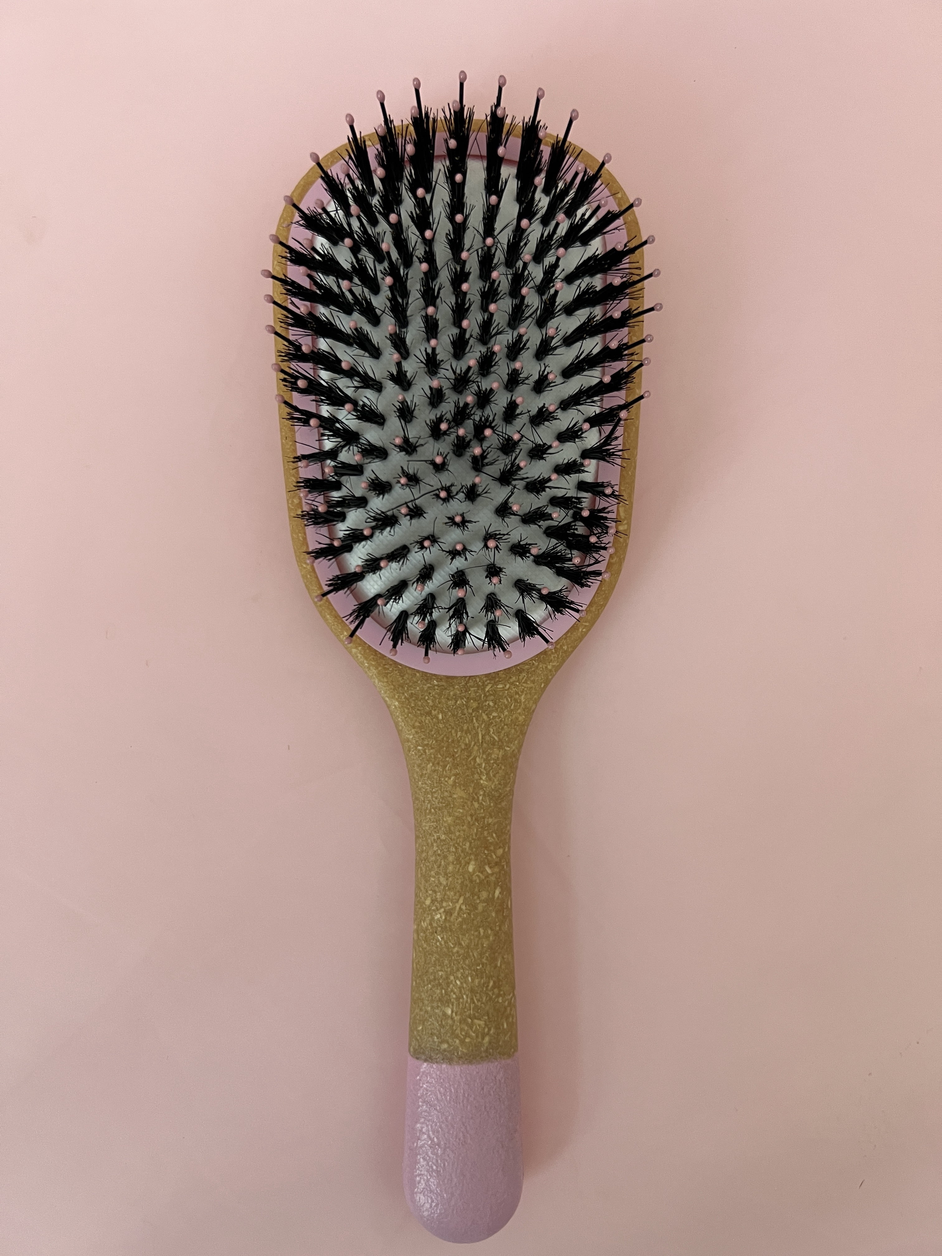 Precision Beauty by Swissco Smoothing & Detangling Hair Brush - Flexible & Boar Bristles, Pink Color-Dipped Handle