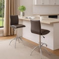thumbnail image 7 of Benjara Deko 26-31" Adjustable Height Barstool Chair (Set of 2)- Chrome/Brown, 7 of 7