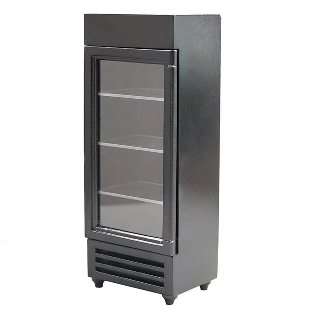 Refrigerador de madera en miniatura con forma de casa de muñecas, escala 1:12