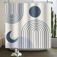 thumbnail image 4 of Lfeey Shower Curtain with Hooks, Boho Abstract Geometric Bathroom Waterproof Curtain, Light Blue, 72"x84", 4 of 5