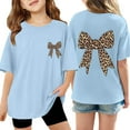 thumbnail image 3 of WOYY Toddler Girls Loose Fit Bow Short Sleeve T-Shirt Summer Casual T Shirt, Sizes 1-10, 3 of 3