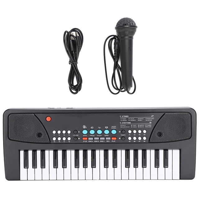 Piano electrónico portátil con teclado multifuncional y micrófono, juguete musical para bebés 430A1, versión en inglés (37 teclas)