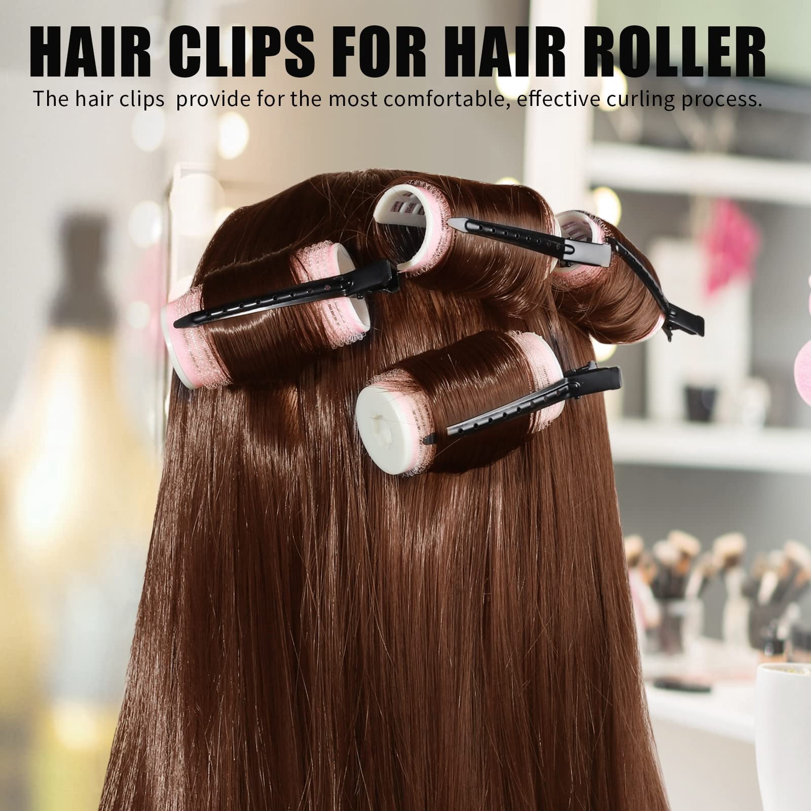 Emlimny Duck Billed Clips, 30pcs 3.5 inch Metal Alligator Hair Clips with Holes, Black Hair Clips for Styling Sectioning, Hair Coloring, Pin Curl Clips for Hair Roller