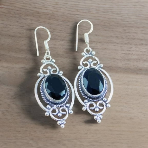 925 Sterling Silver Black Onyx Dangle Earrings Jewelry for Women