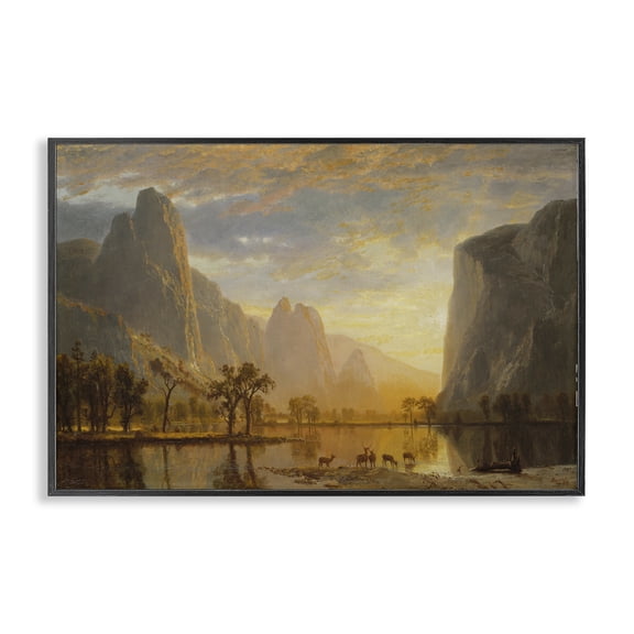 Stupell Industries Classic Bierstadt Yosemite Landscape Landscape & Nature Painting Black Framed Art Print Wall Art, 18 x 12