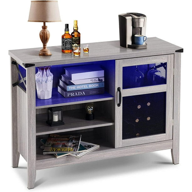 ivinta Wine Bar with LED Lights, Industrial Wine for