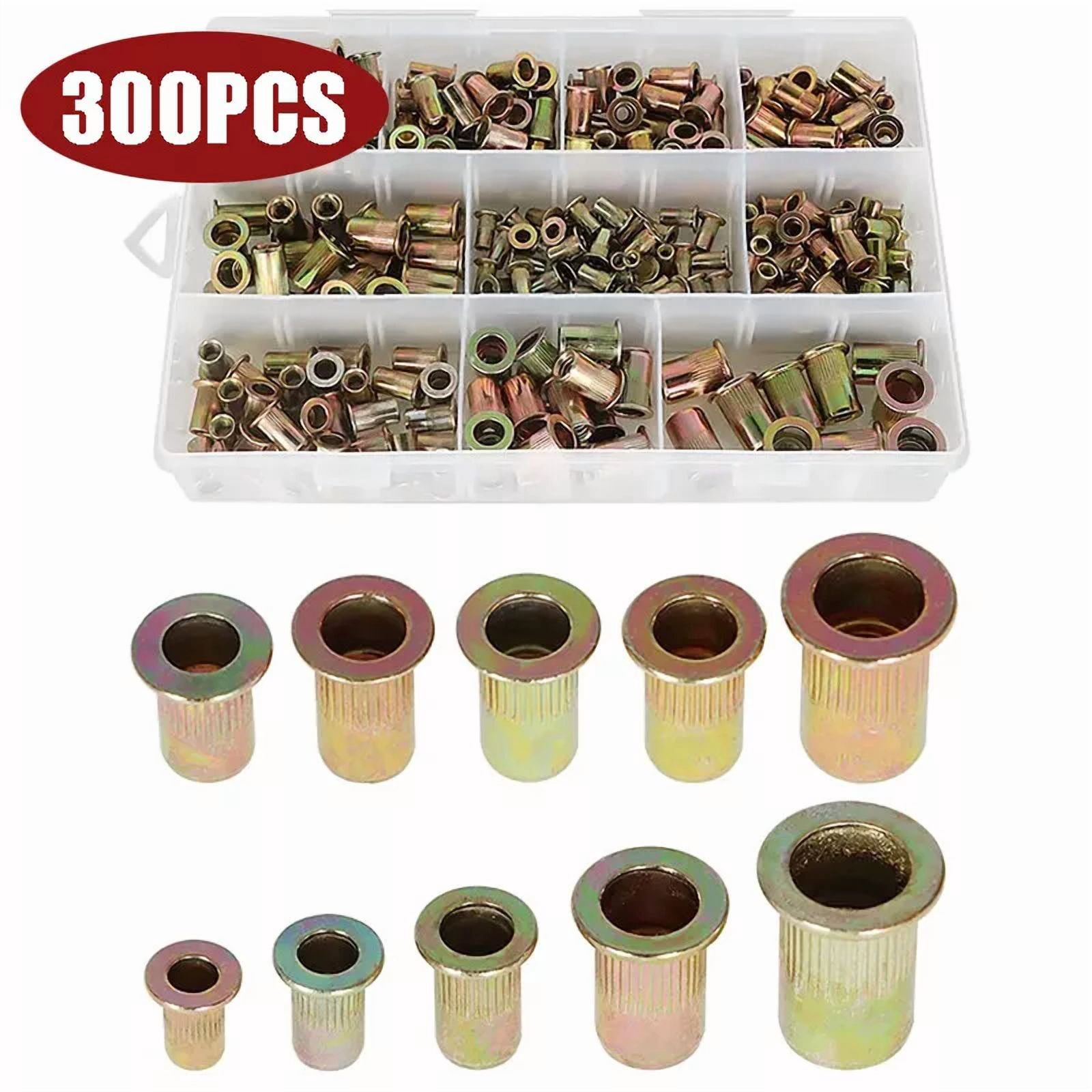 CIRCLE- 300Pcs Zinc Steel Rivet Nut Kit Rivnut Nutsert Assort 150Pcs Metric+150Pcs Sae