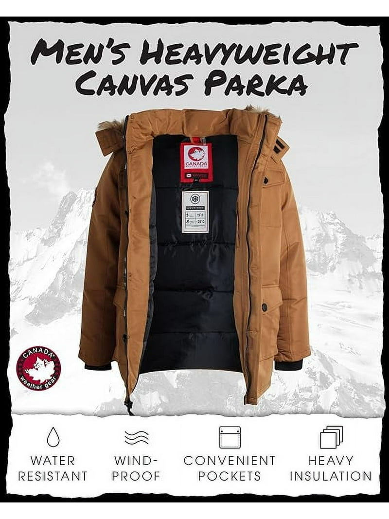 CANADA WEATHER GEAR Men's Winter Coat - Heavyweight Teflon Canvas