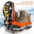 thumbnail image 3 of Crampons Ice Cleats Traction Snow Grips for Boots Shoes Women Men Anti Slip Steel Spikes Safe Protect for Hiking Fishing Walking Climbing Mountaineering (Orange), 3 of 8