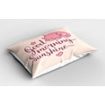 thumbnail image 2 of Ambesonne Saying Pillow Sham 2 Pack, Sleeping Pink Cat and Text, 30"x20", Peach Violet, 2 of 3
