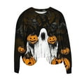 thumbnail image 2 of Censtreet Women's Halloween Figure Graphic Print Sweatshirt Round Neck Long Sleeve Contrast Color Graffiti Pullovers, 2 of 6