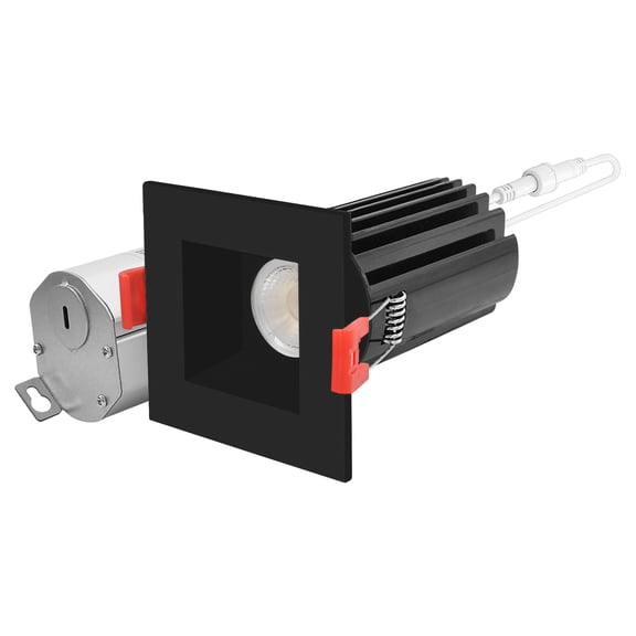 Luxrite 2" Square LED Recessed Lighting, 15W, 5CCT 2700K-5000K, 1000LM, Dimmable, Wet Rated, Black
