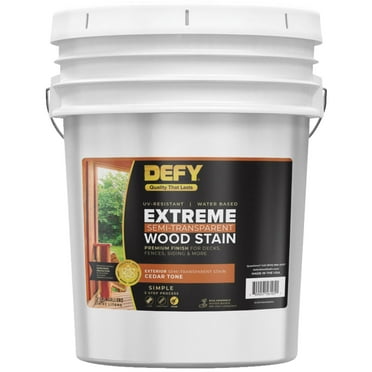DEFY Extreme Wood Stain and Sealer in One - 5 Gallon Semi-Transparent Waterproof Coating for All Wood Types - Cedar Tone
