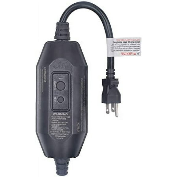 ELEGRP  15 Amp 3 Wires  Auto Reset Inline Portable  GFCI Replacement Plug Assembly , 3-Prongs NEMA 5-15P Grounding for Power Pressure Washer, Pool Pump and More, UL Listed (1 Pack, Black)