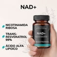 thumbnail image 3 of Nad + | Nr Nicotinamida Ribosa (nicotinamide Riboside) Con Trans - Resveratrol Puro 99%, Ácido Alfa Lipoíco, Extracto De Quercetina, Fosfato Dibásico De Calcio - Vitaminas Mujer | 30 Cápsulas, 3 of 7