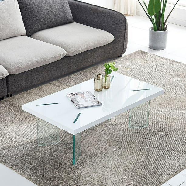 Coffee Table Coffee Table Mdf High End Coffee Table Tempered Glass Table Legs Smooth Surface Living Room Table Suitable For Living Room Furniture 43 24 15 Inch Coffee Table White Walmart Com Walmart Com