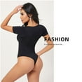 thumbnail image 5 of Viluyesy Shapewear for Womens, Seamless Tummy Control Short Sleeve Slim Fit Yogo Trainer Thong Bodysuit Black L, 5 of 6