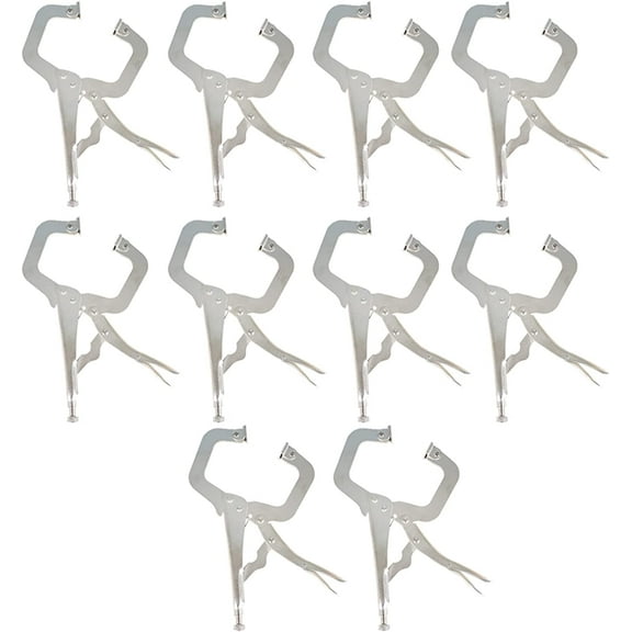 Handdo 10Pcs C-Pliers 11 Inch Heavy-Duty Locking Pliers Swivel Pads Alloy Steel Heavy Duty C-Type Locking Plier Table and Tool Vise Grip