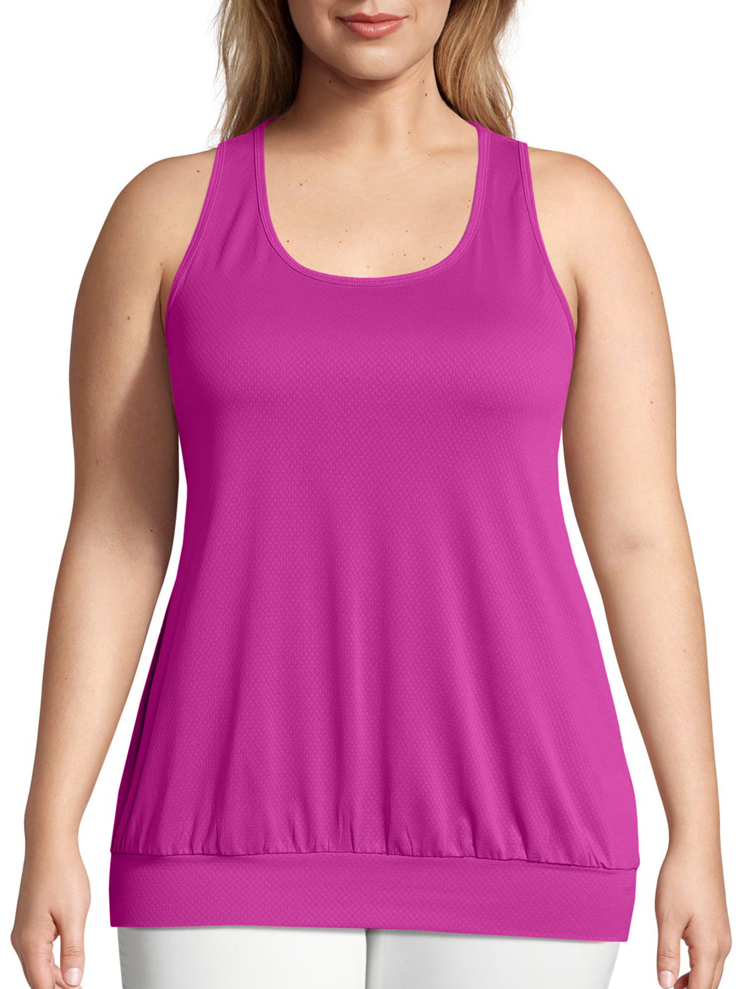 Just My Size Womens Plus Size Active Mesh Banded Tank
