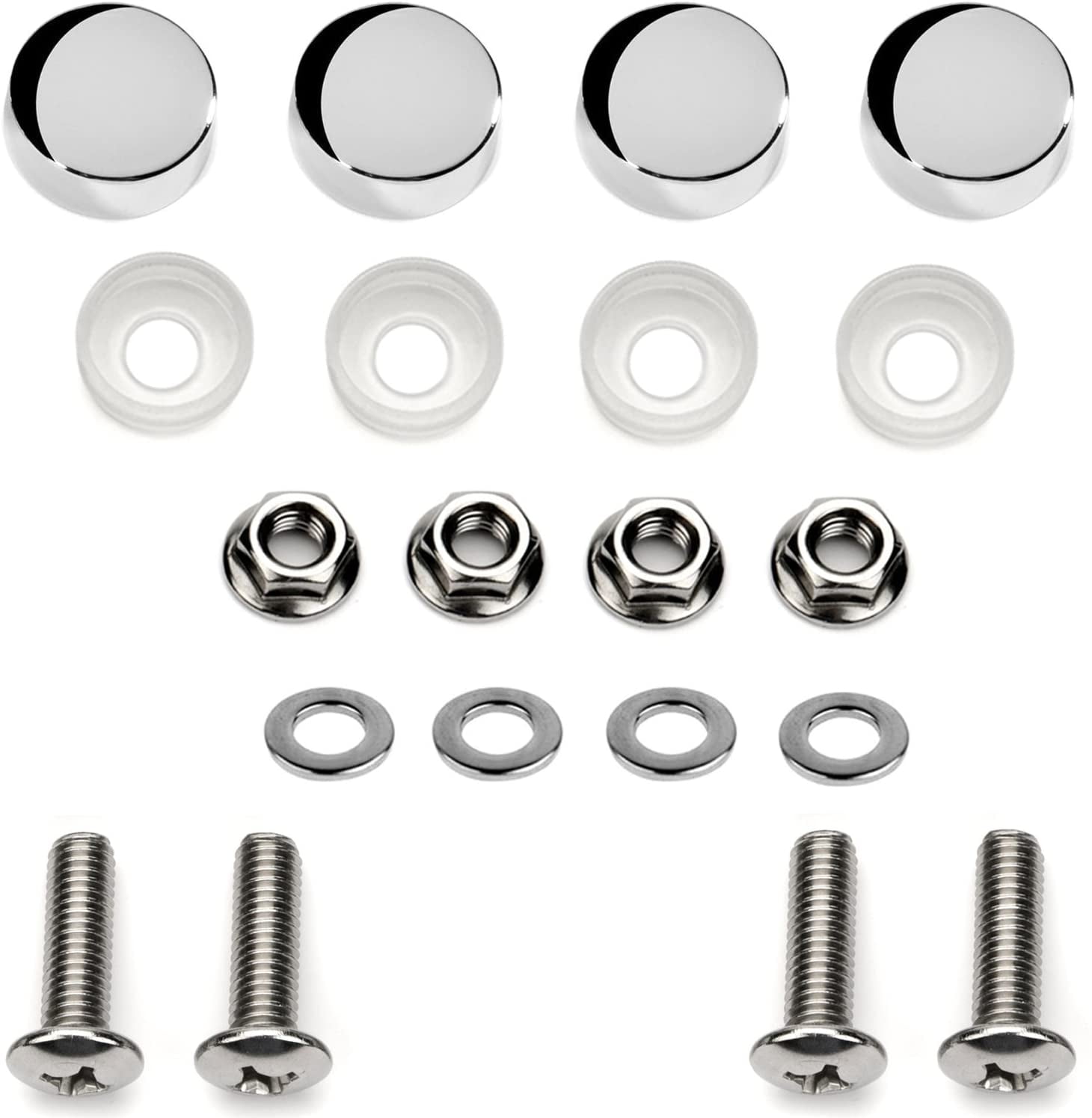 4 Stainless Steel Motorcycle License Plate Frame Bolts Cap Cover Fastener Screws 