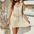 thumbnail image 3 of Eashery Bathing Suit Cover Ups For Women Swimsuit Cover Ups Women Lace Crochet V-Neck Bikini Summer Beach Coverups Dress for Swimwear Bathing Suit Beige XXL, 3 of 4