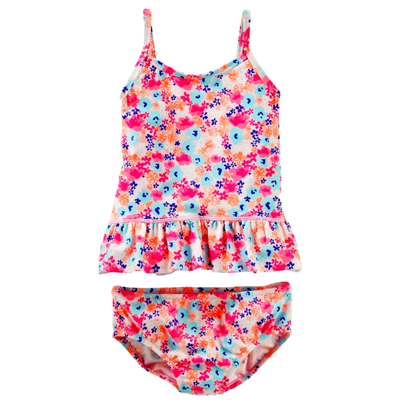 Oshkosh B'gosh Ensemble de Bain 2 Pcs pour Tout-Petites Filles Tankini Floral pour Enfants Rose FPS 50+ 2T