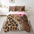 thumbnail image 2 of jejeloiu Safari Animal Cheetah 7-Piece Twin Bedding Sets,Chic Leopard Pattern Bedding Comforter Set,Pink Flower Floral Sheet Sets For Kids,Breathable Home Decor Reversible, 2 of 8