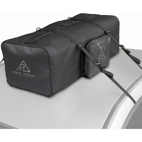 Car Top Waterproof Duffle Bag For Travel, Attaches With or Without Roof Rack, 120 Liters, Black