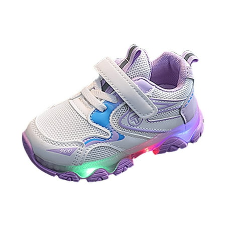 

Durtebeua Girls Sneakers Boys Baby Luminous Children Sport Light Shoes Kids Bling Girls Baby Shoes Toddler Running Shoes Purple 18-24 Months