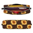thumbnail image 2 of Fotbe Chocolate Plaid Sunflower A Pattern Leather Pencil Case, Pencil Pouch with Durable Zipper, Compact and Stylish Organizer for Stationery, Art Supplies, Travel Essentials, 2 of 7
