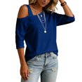 thumbnail image 5 of TGSLY Asymmetric One Shoulder Tops for Women Lightweight Thin V Neck Solid Color Blouses Relaxed Dressy Casual Half Sleeve T-Shirts S, 5 of 8