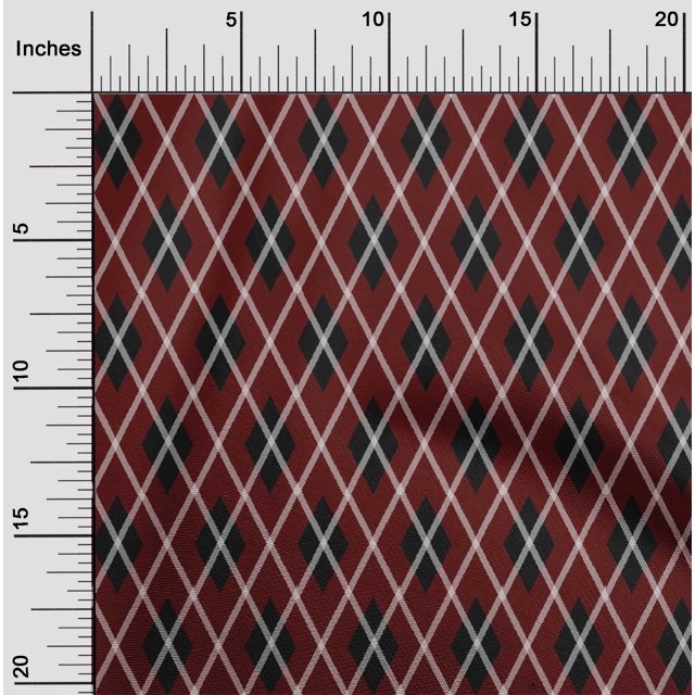 oneOone Georgette Viscose Maroon Fabric Argyle Check Craft Projects Decor Fabric Printed By The Yard 42 Inches Wide
