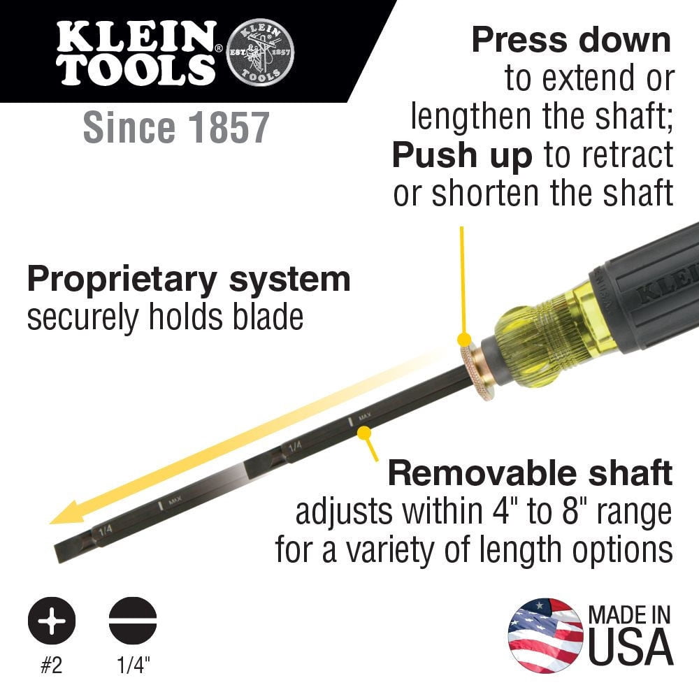 Klein Tools Screwdriver #2 Phillips,1/4" Slotted