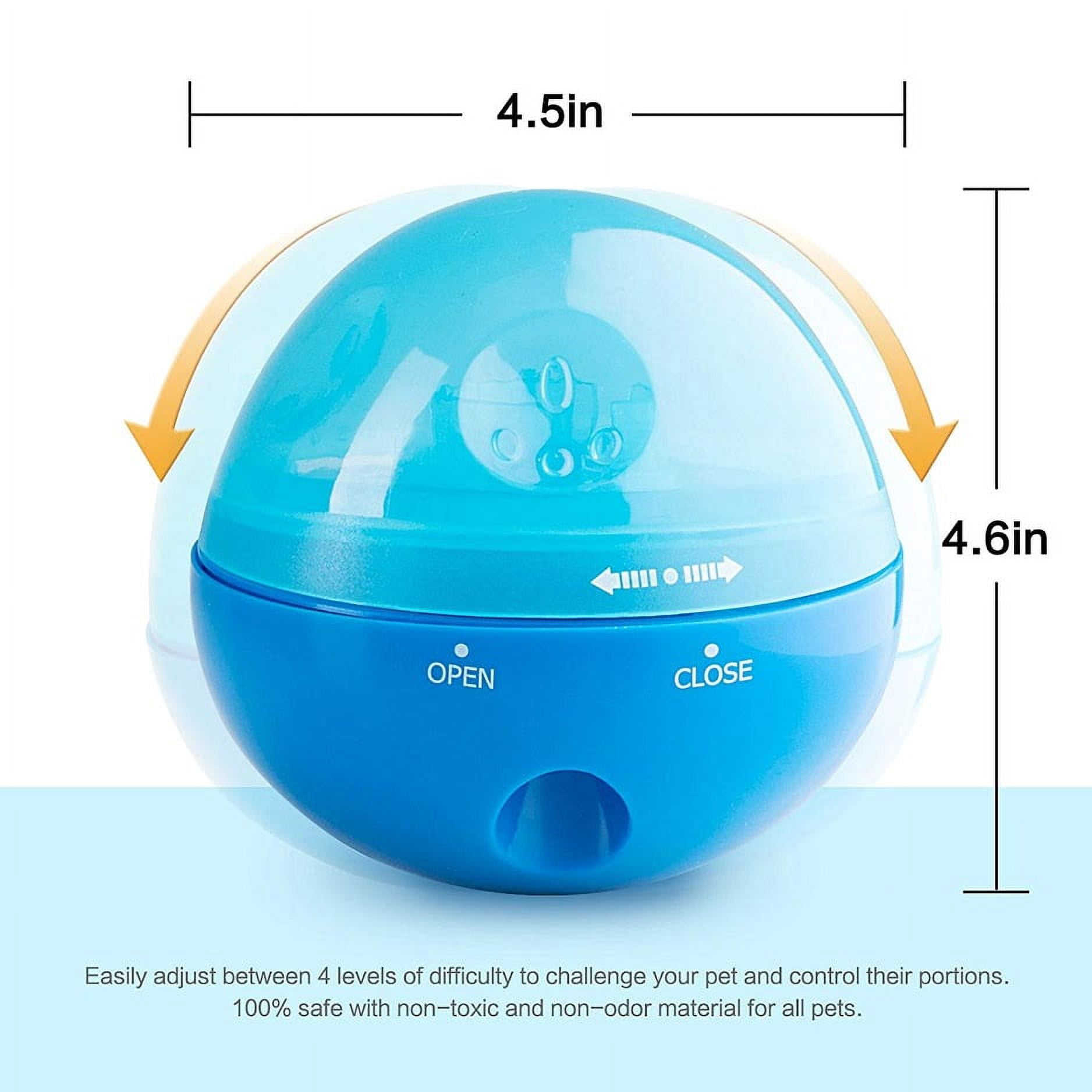 Petfactors Puzzle Treat Ball for Pets, Tumbler Interactive Food Dispensing Ball, Toys for Dogs Cats, Increases IQ and Mental Stimulation (Blue)