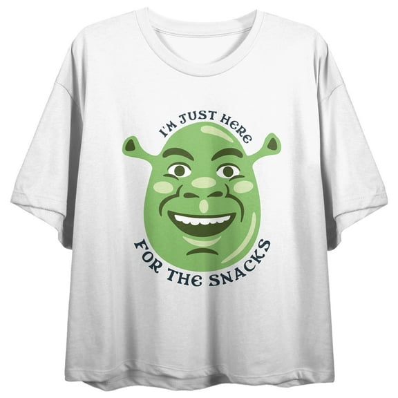 Shrek Here For The Snacks Crew Neck Short Sleeve Women's White Crop Top 
-XL