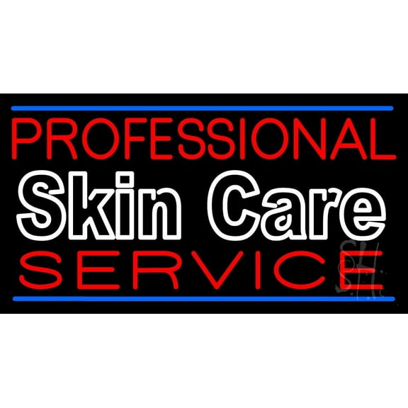 Professional Skin Care Service LED Neon Sign 20 x 37 - inches, Black Square Cut Acrylic Backing, with Dimmer - Bright and Premium built indoor LED Neon Sign for Spa interior decor and storefront.