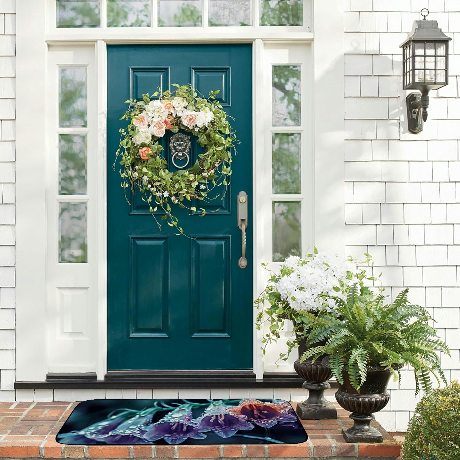 PHYHOO Doormat Floor Rug/Mat - Flowers Purple Bells Nature Decorative Door Mat, Door Mat with Non-Slip Rubber Backing, Easy Cleaning, Traps Dirt, Rug for Entry, Patio, Garage 19.68*47.24 in