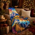 thumbnail image 3 of Sunrise Over Mountain Lake Autumn Foliage Reflections Scenic, Peaceful Mountain Lake Scene, Warm Flannel Blanket for Cabin and Lodge, Outdoor Lovers Thanksgiving Gift, Artistic Home Decor, 3 of 9