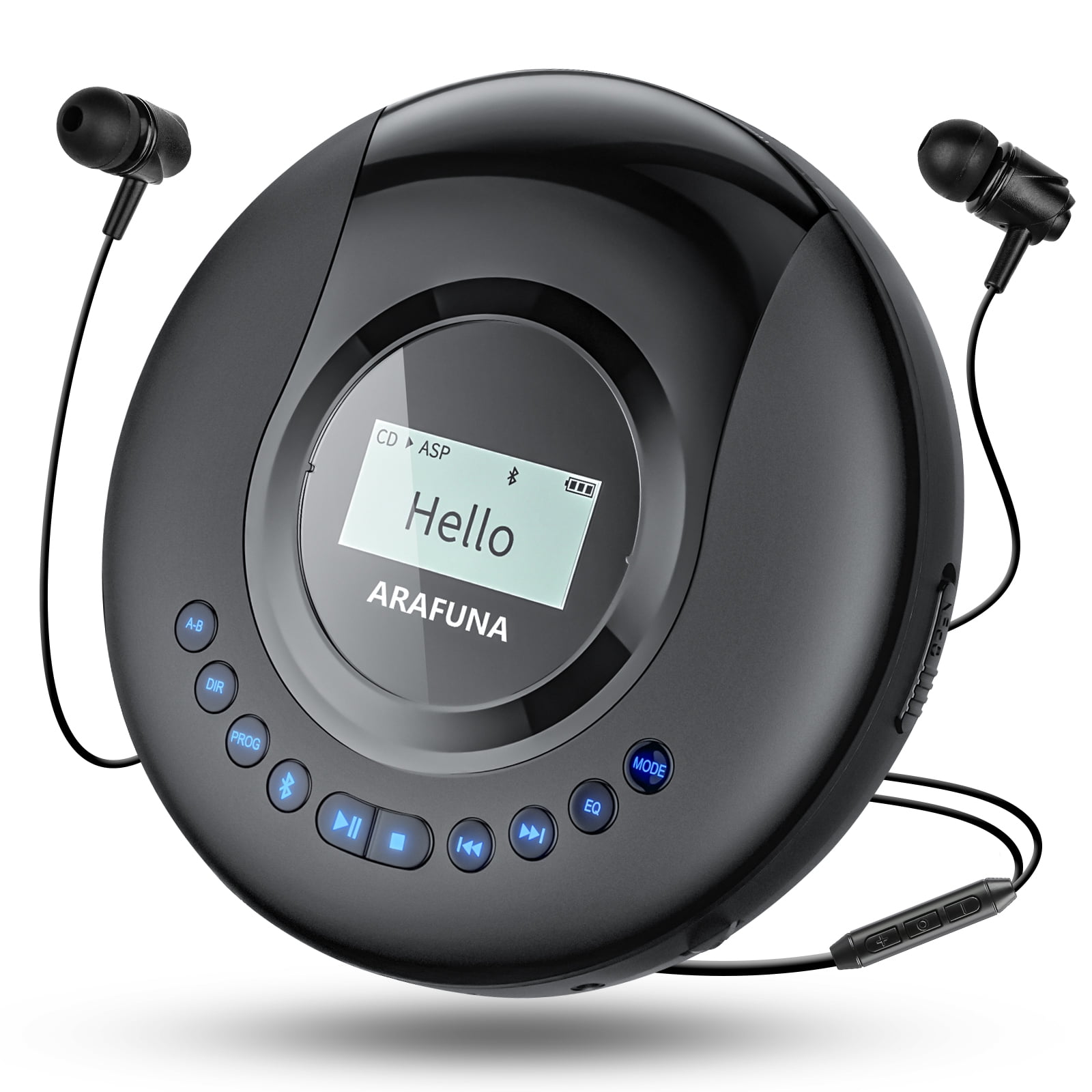 Bluetooth Portable CD Player, ARAFUNA Bluetooth CD Player for car, 2000mAh Rechargeable Portable
