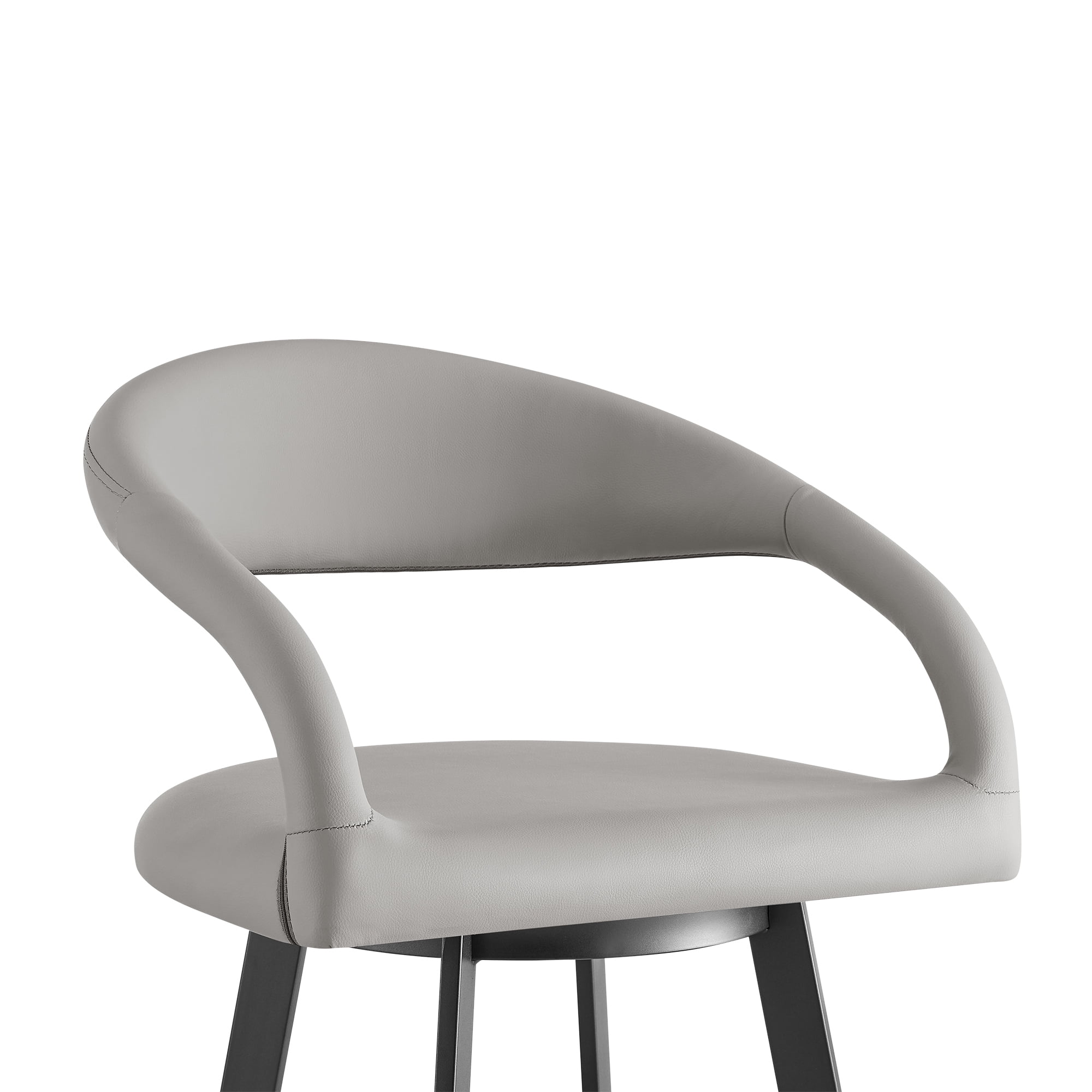 Ramona 26" Swivel Counter Stool with Matte Black Iron and Light Gray Faux Leather