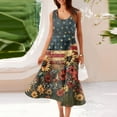thumbnail image 6 of Women's 4th of July Patriotic Dress, Women Summer Sleeveless O-Neck Dress, Sexy Independence Day American Flag Printed, Ruffled Boho Maxi Swing Dress with Pockets ,Vermilion S, 6 of 7