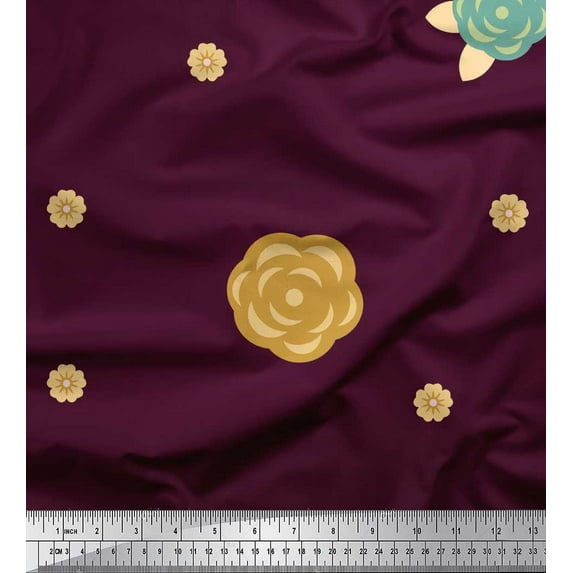 Soimoi Cotton Poplin Fabric Artistic Flower Print Fabric by the Yard 42 Inch Wide