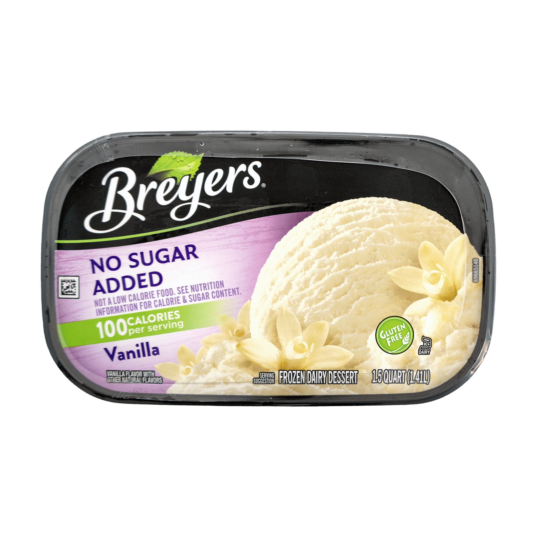 Breyers No Sugar Added Vanilla Ice Cream Frozen Desserts, 1.5 Qt