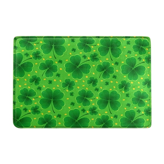 St. Patrick's Day Door Mat - Bath Rug Green Shamrock Lucky Clover Decorations Super Absorbent Dry - Rubber Backing Non Slip Washable (15.74x23.63in)