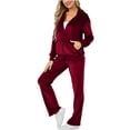thumbnail image 2 of Fanxing Sweatsuits 2pcs Sets Womens Petite Women's Fall Velvet Tracksuits Long Sleeve Hooded Sweatshirt with Wide Leg Pants 2 Piece Sets Drawstring Hoodies Outfits Prime Day Deals Clearance, 2 of 7
