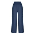 thumbnail image 6 of Gaecuw Wide Leg Linen Pants for Women Wide Legged Pants Relaxed Fit Long Pants Lounge Trousers Sweatpants Casual Loose Baggy Pants Mid Waisted Linen Ankle Length Workout Pants with Pockets Solid, 6 of 7